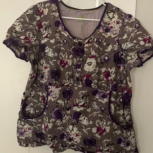 Healing Hands Floral Blouse with Purple and Cream